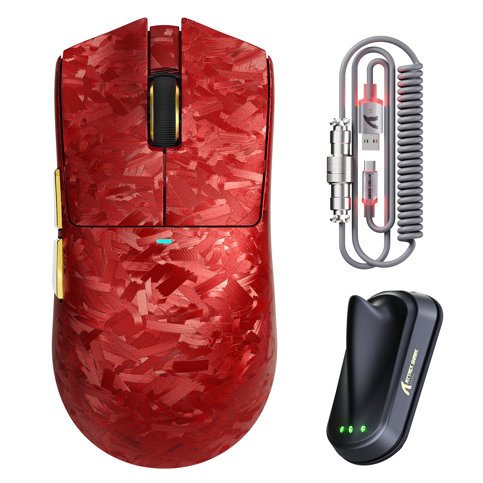 Mouse Gamer Sem Fio ATTACK SHARK X11 ULTRA Fibra de Carbono com Cabo LED Ultra C06