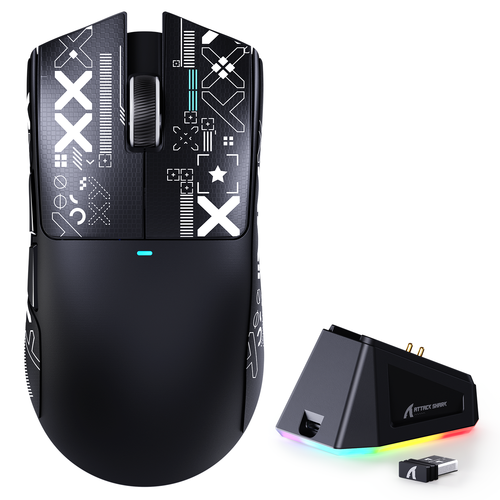 ATTACK SHARK X11 Mouse Gamer Sem Fio com Base de Carregamento