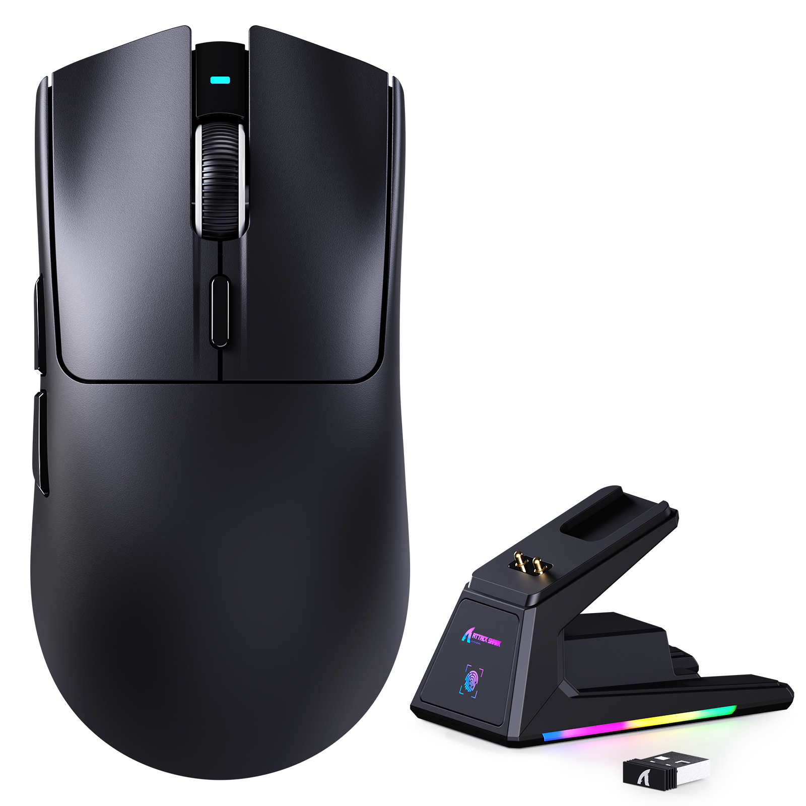Mouse Gamer Tri-mode ATTACK SHARK X1 com Touchpad, Dock de Carregamento RGB e Sensor PAW3395PRO