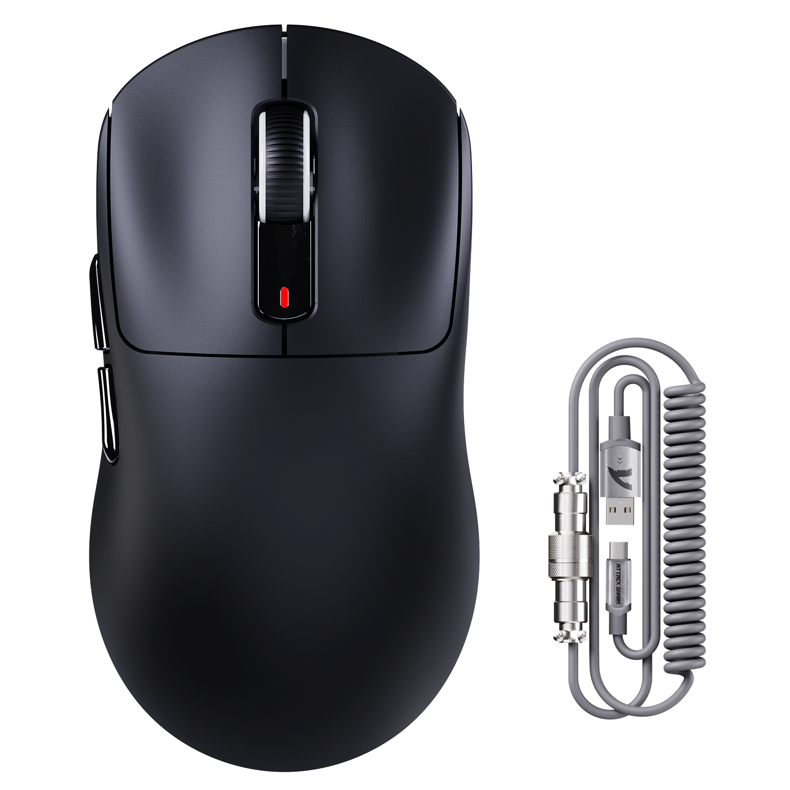 ATTACK SHARK X3MAX Mouse Gamer Wireless PAW3950 com Cabo Enrolado para Mouse C06
