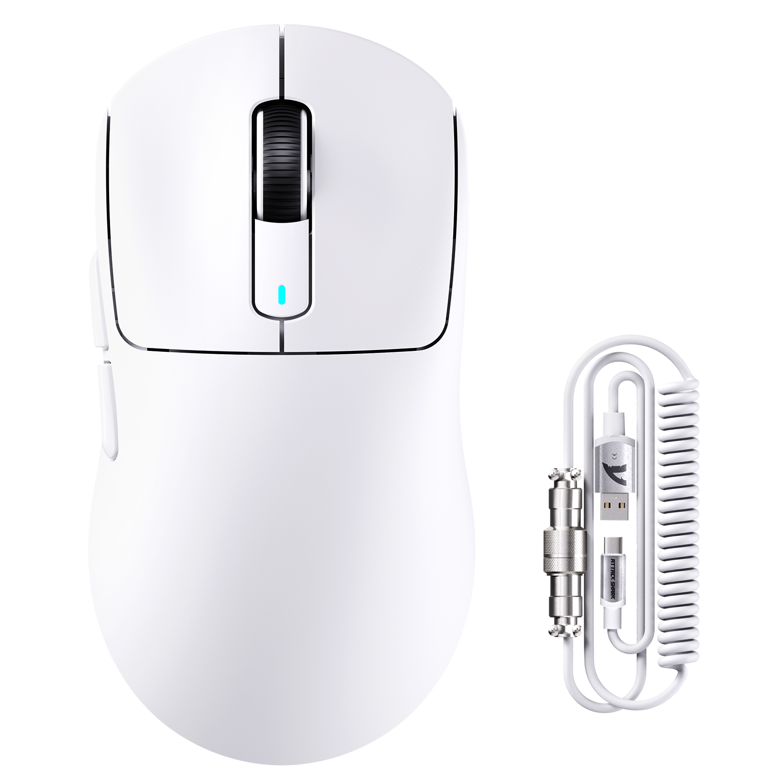 ATTACK SHARK X3MAX Mouse Gamer Wireless PAW3950 com Cabo Enrolado para Mouse C06