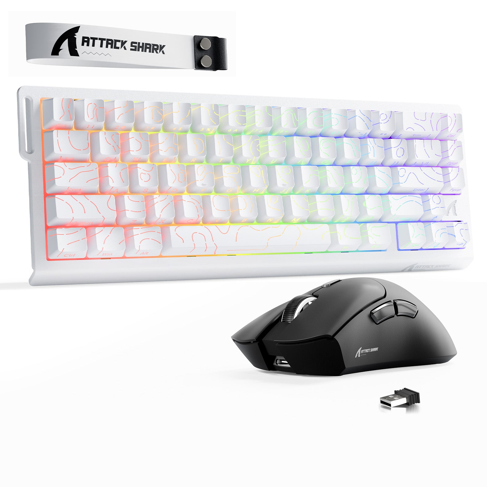 Kit Teclado ATTACK SHARK X68HE Rapid Trigger + Mouse Gamer Sem Fio R1