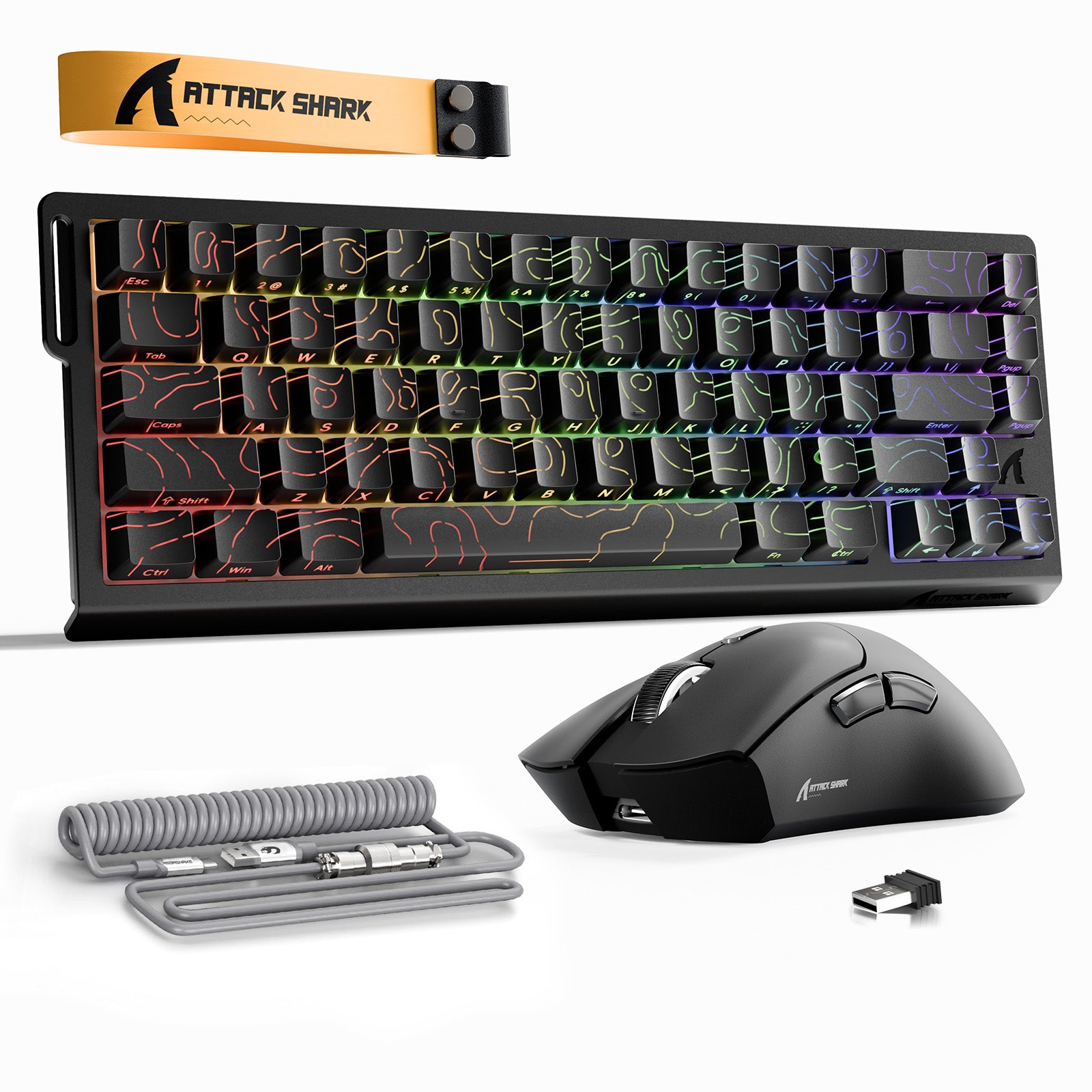 Kit ATTACK SHARK X68HE Teclado Rapid Trigger + Mouse Gamer Sem Fio R1 + Cabo Enrolado C01