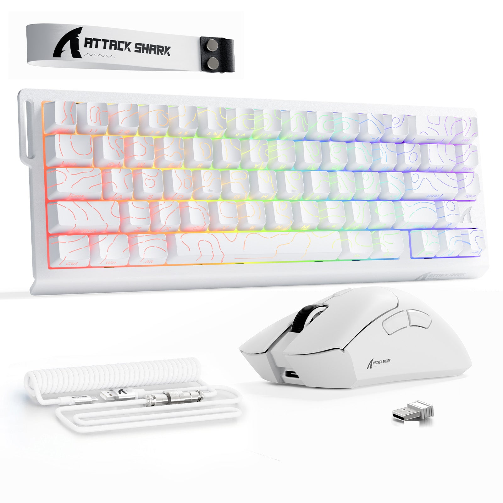 Kit ATTACK SHARK X68HE Teclado Rapid Trigger + Mouse Gamer Sem Fio R1 + Cabo Enrolado C01