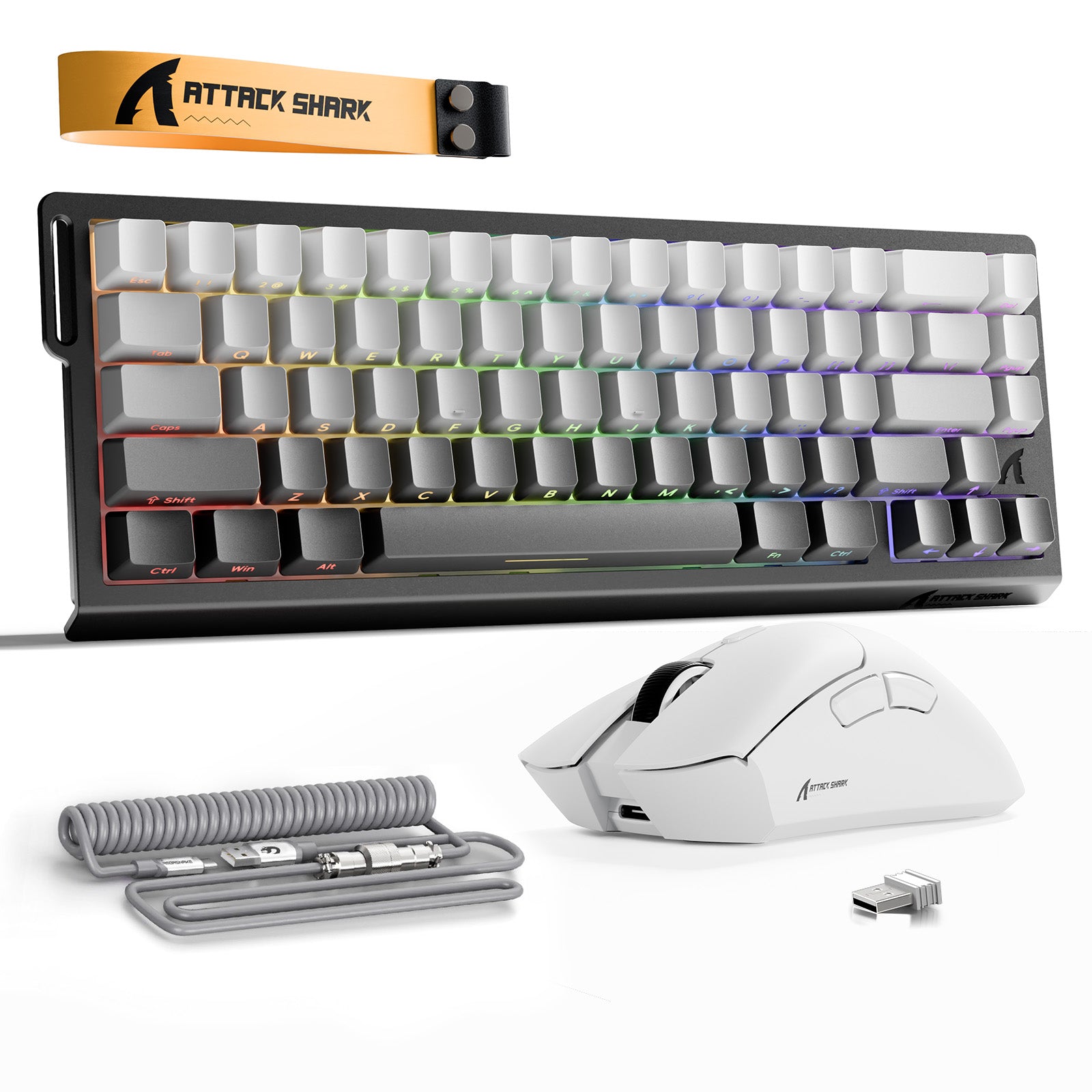 Kit ATTACK SHARK X68HE Teclado Rapid Trigger + Mouse Gamer Sem Fio R1 + Cabo Enrolado C01