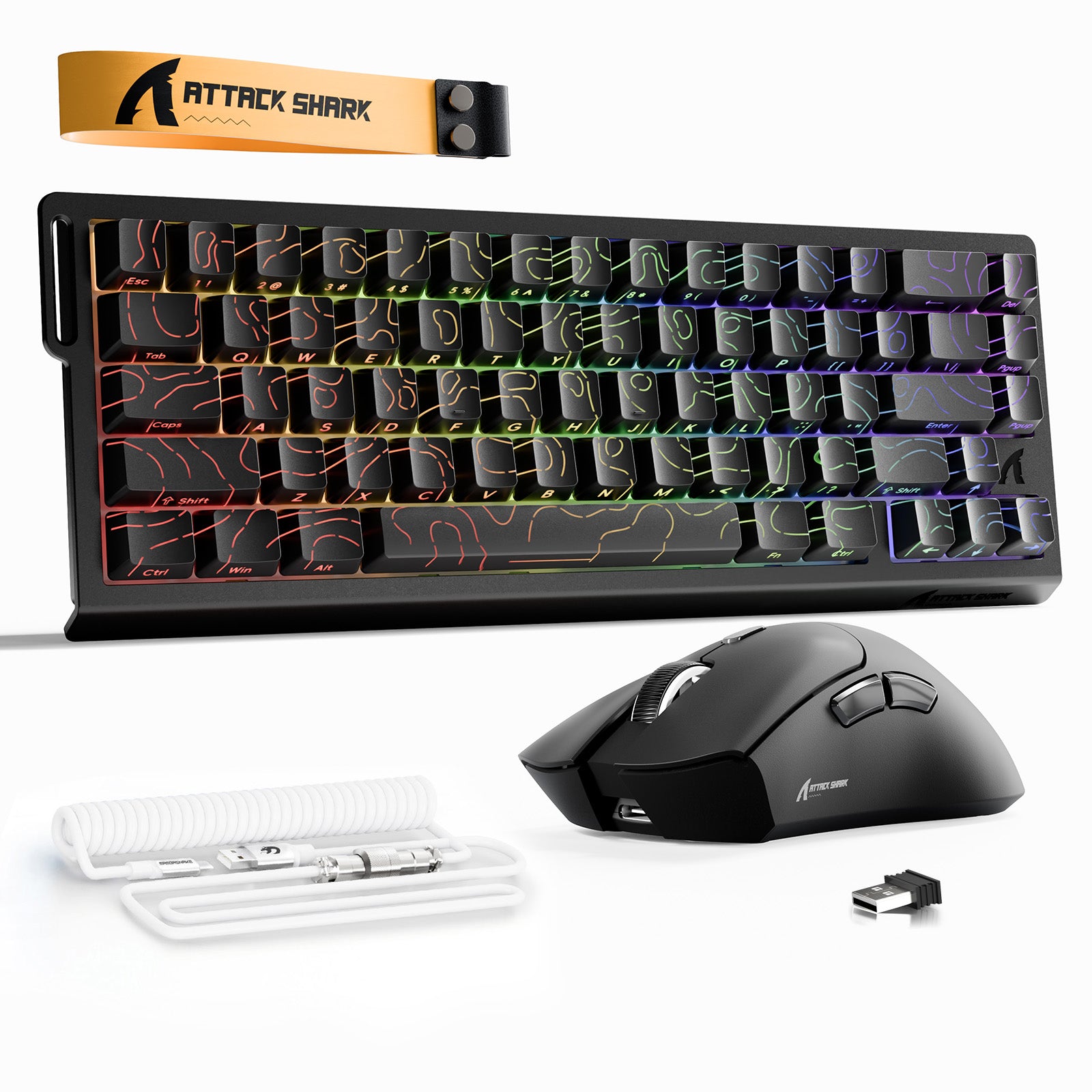 Kit ATTACK SHARK X68HE Teclado Rapid Trigger + Mouse Gamer Sem Fio R1 + Cabo Enrolado C01