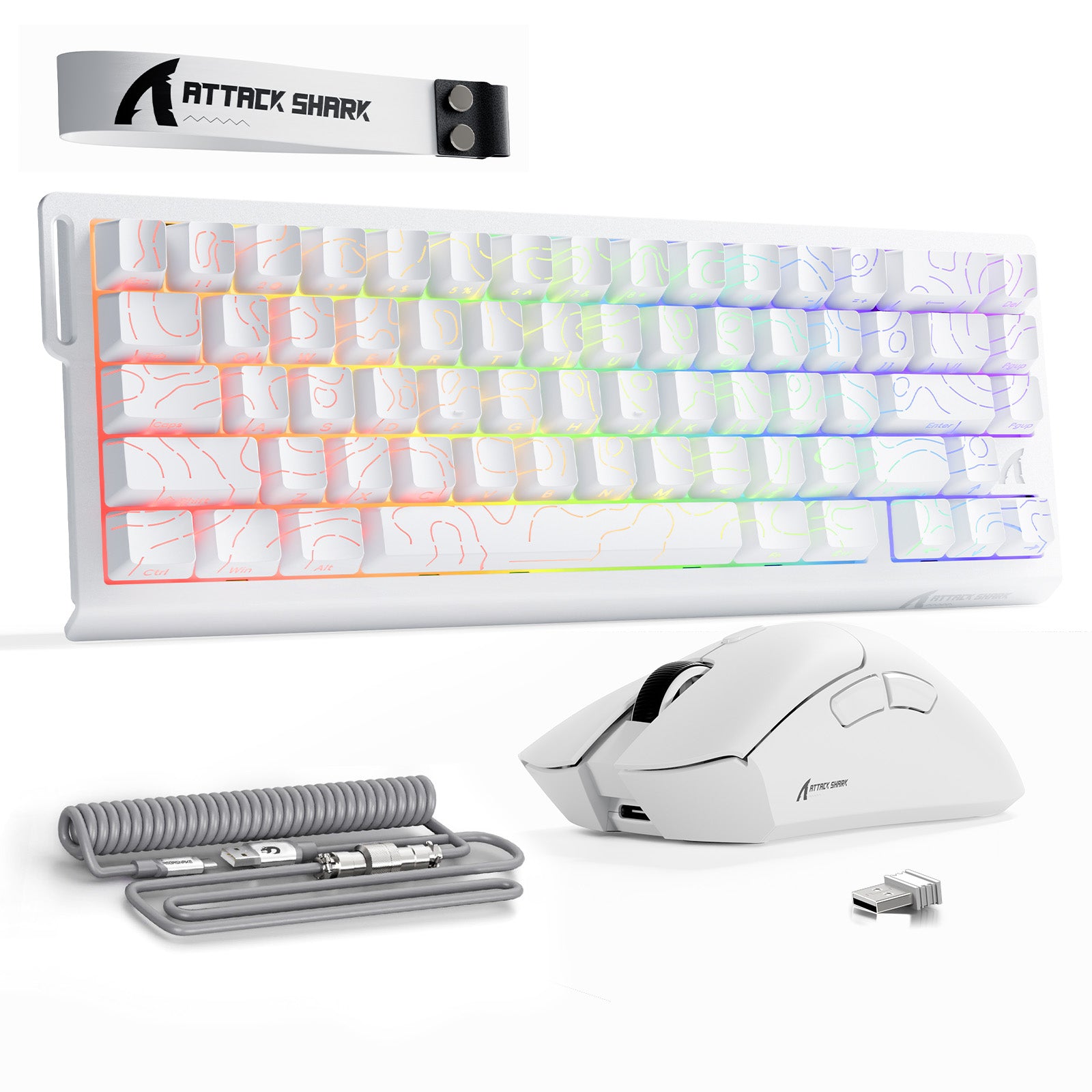Kit ATTACK SHARK X68HE Teclado Rapid Trigger + Mouse Gamer Sem Fio R1 + Cabo Enrolado C01