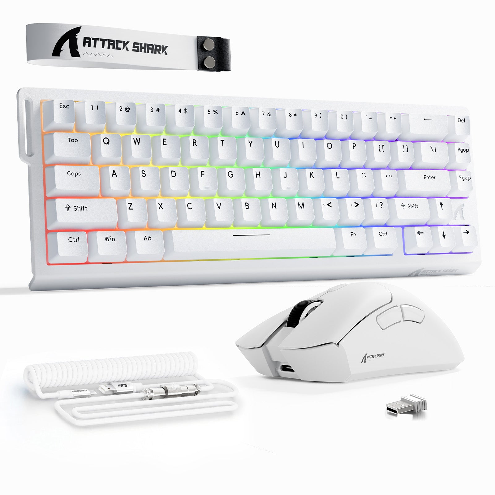 Kit ATTACK SHARK X68HE Teclado Rapid Trigger + Mouse Gamer Sem Fio R1 + Cabo Enrolado C01