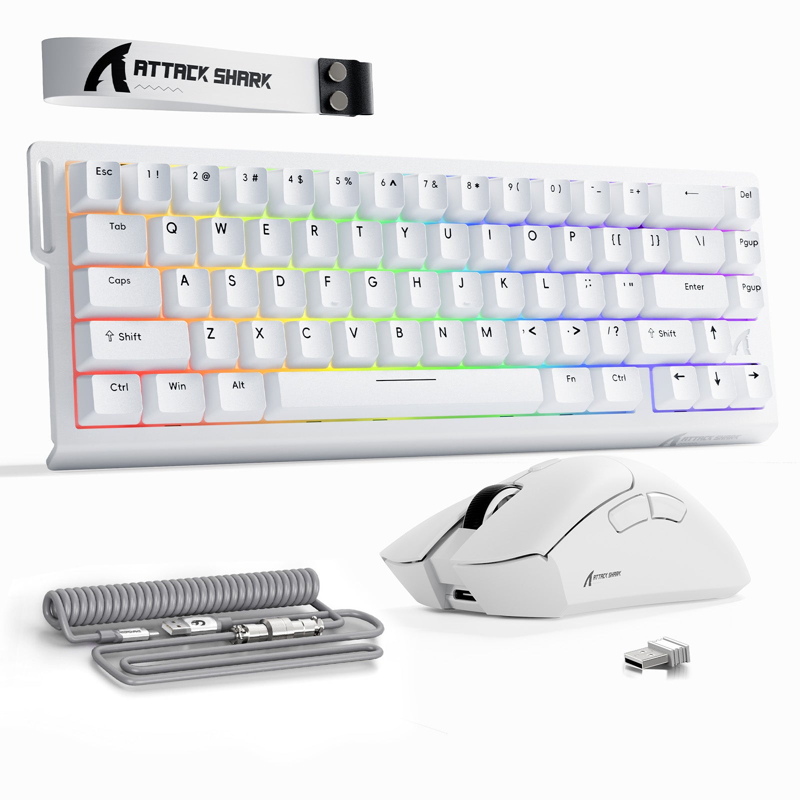 Kit ATTACK SHARK X68HE Teclado Rapid Trigger + Mouse Gamer Sem Fio R1 + Cabo Enrolado C01