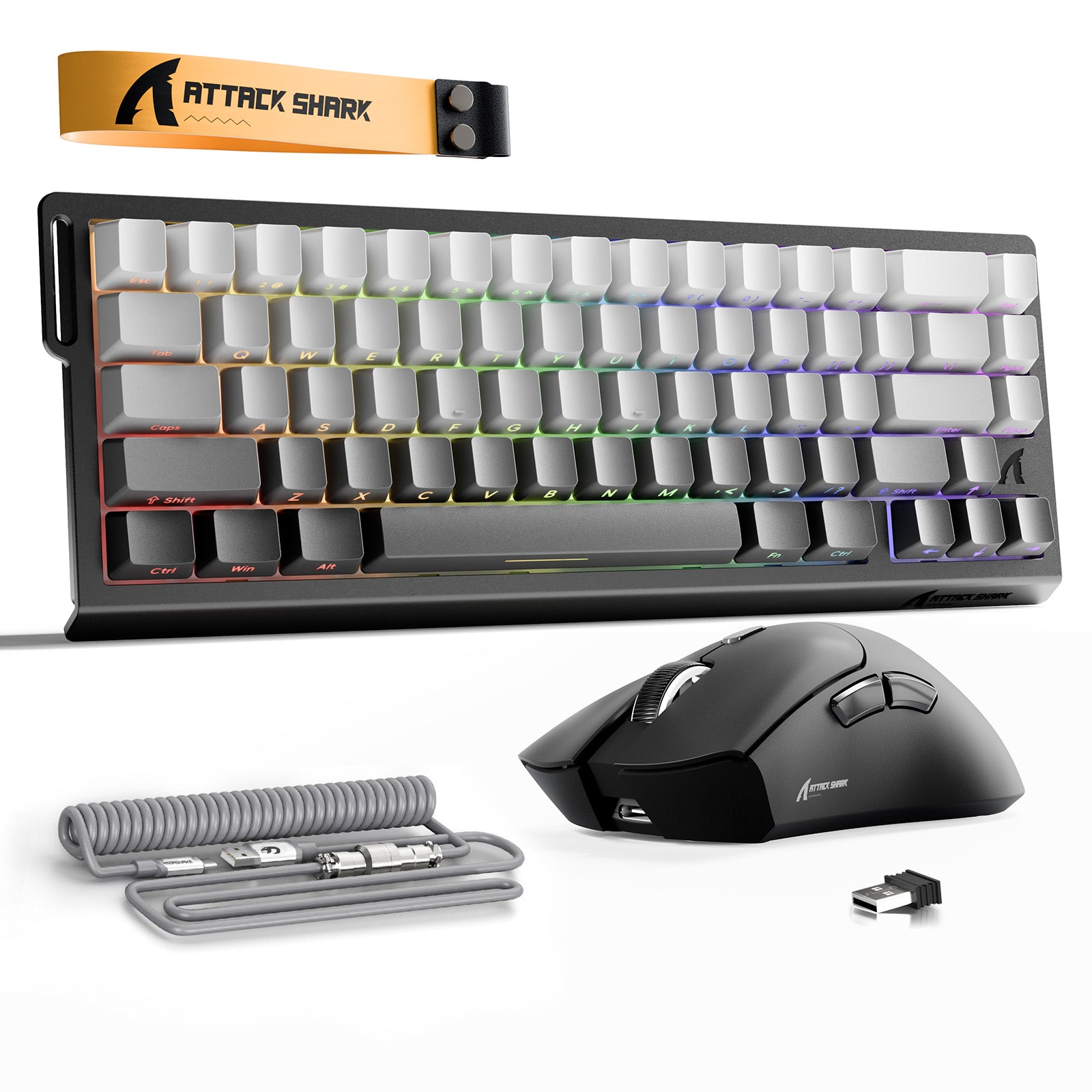 Kit ATTACK SHARK X68HE Teclado Rapid Trigger + Mouse Gamer Sem Fio R1 + Cabo Enrolado C01