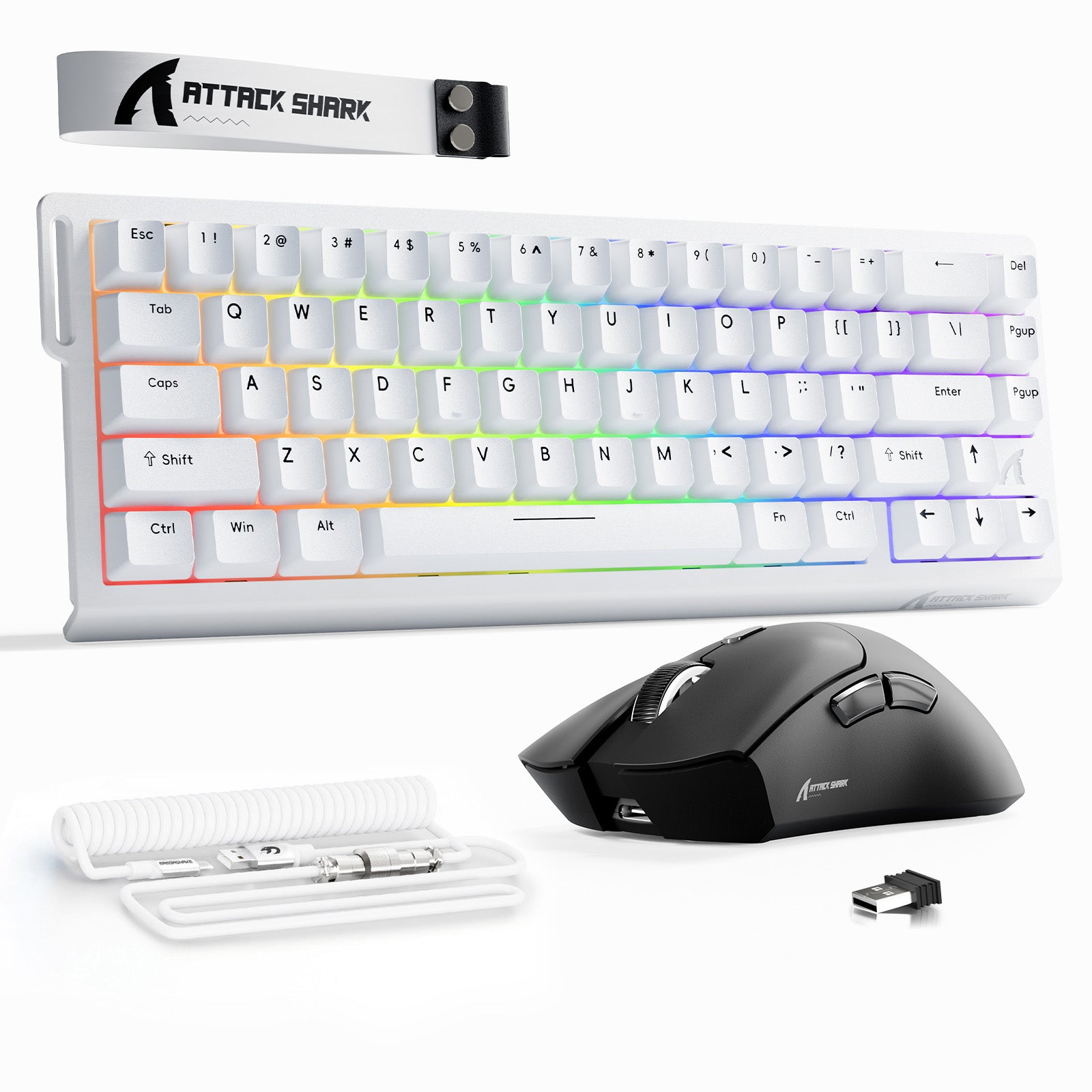 Kit ATTACK SHARK X68HE Teclado Rapid Trigger + Mouse Gamer Sem Fio R1 + Cabo Enrolado C01