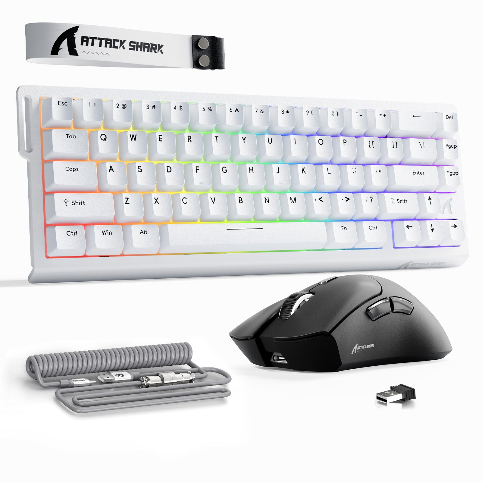 Kit ATTACK SHARK X68HE Teclado Rapid Trigger + Mouse Gamer Sem Fio R1 + Cabo Enrolado C01