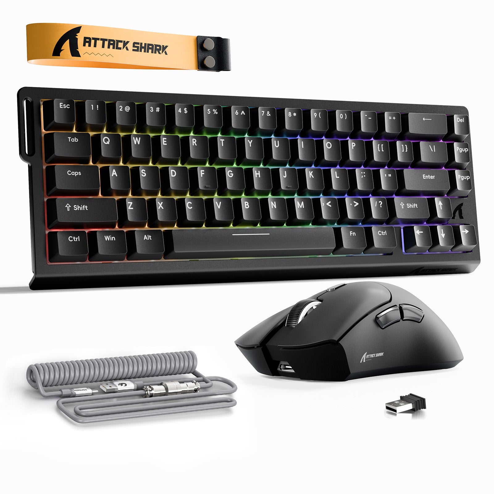 Kit ATTACK SHARK X68HE Teclado Rapid Trigger + Mouse Gamer Sem Fio R1 + Cabo Enrolado C01