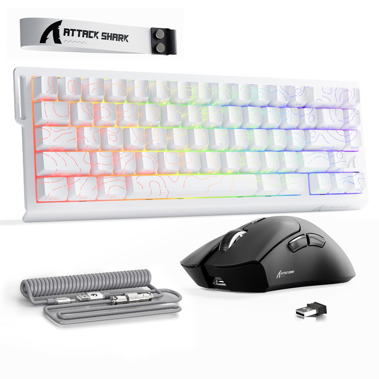 Kit ATTACK SHARK X68HE Teclado Rapid Trigger + Mouse Gamer Sem Fio R1 + Cabo Enrolado C01