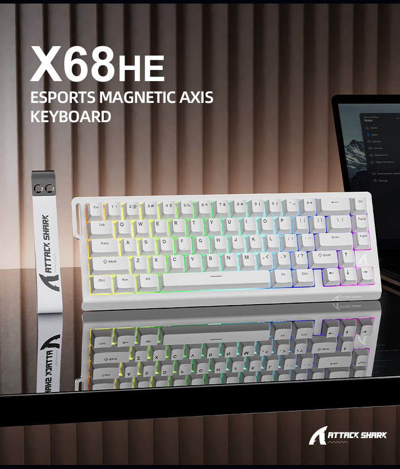 ATTACK SHARK X68 HE Teclado Rapid Trigger com Switch Magnético e Cabo Enrolado C01PRO