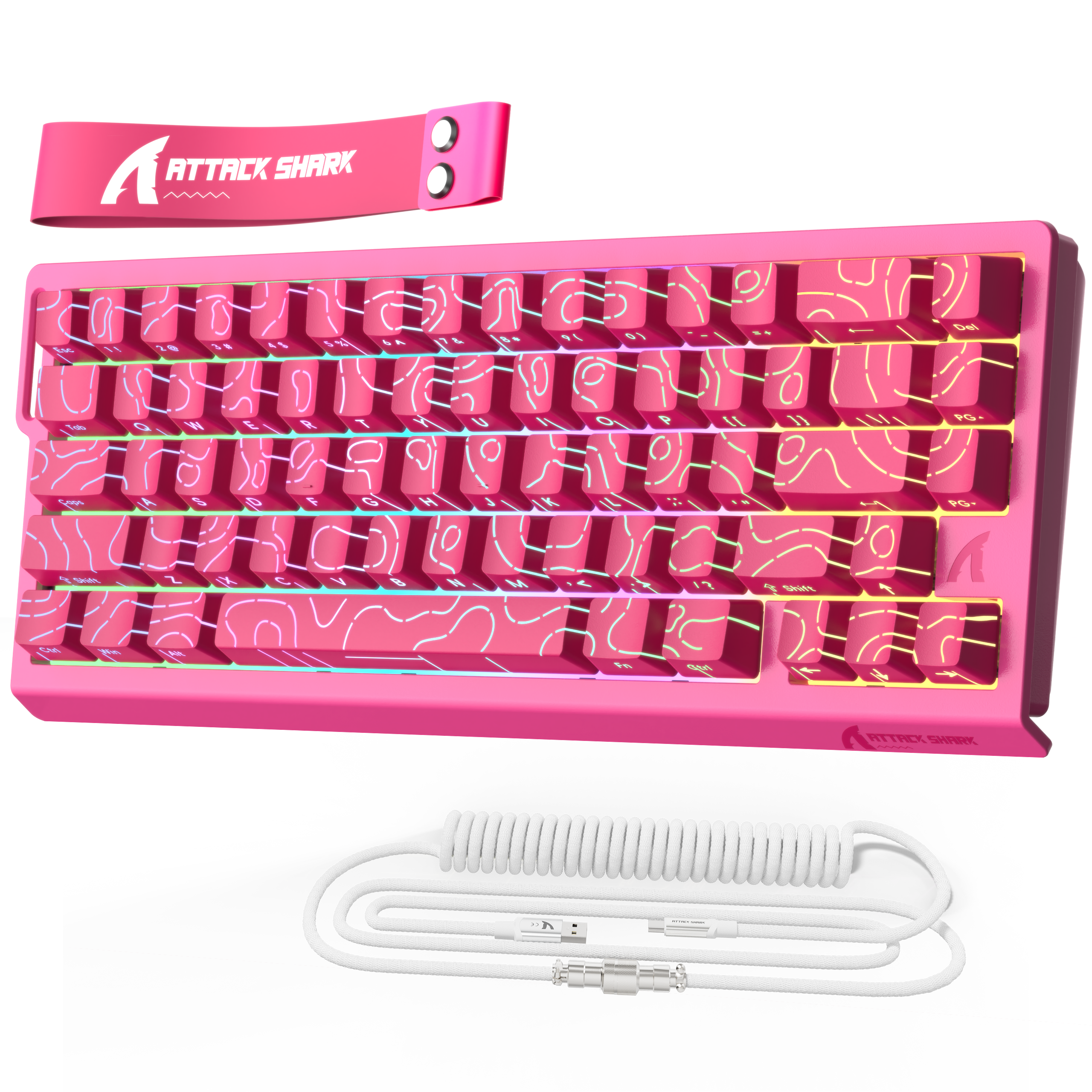ATTACK SHARK X68 HE Teclado Rapid Trigger com Switch Magnético e Cabo Enrolado C01PRO
