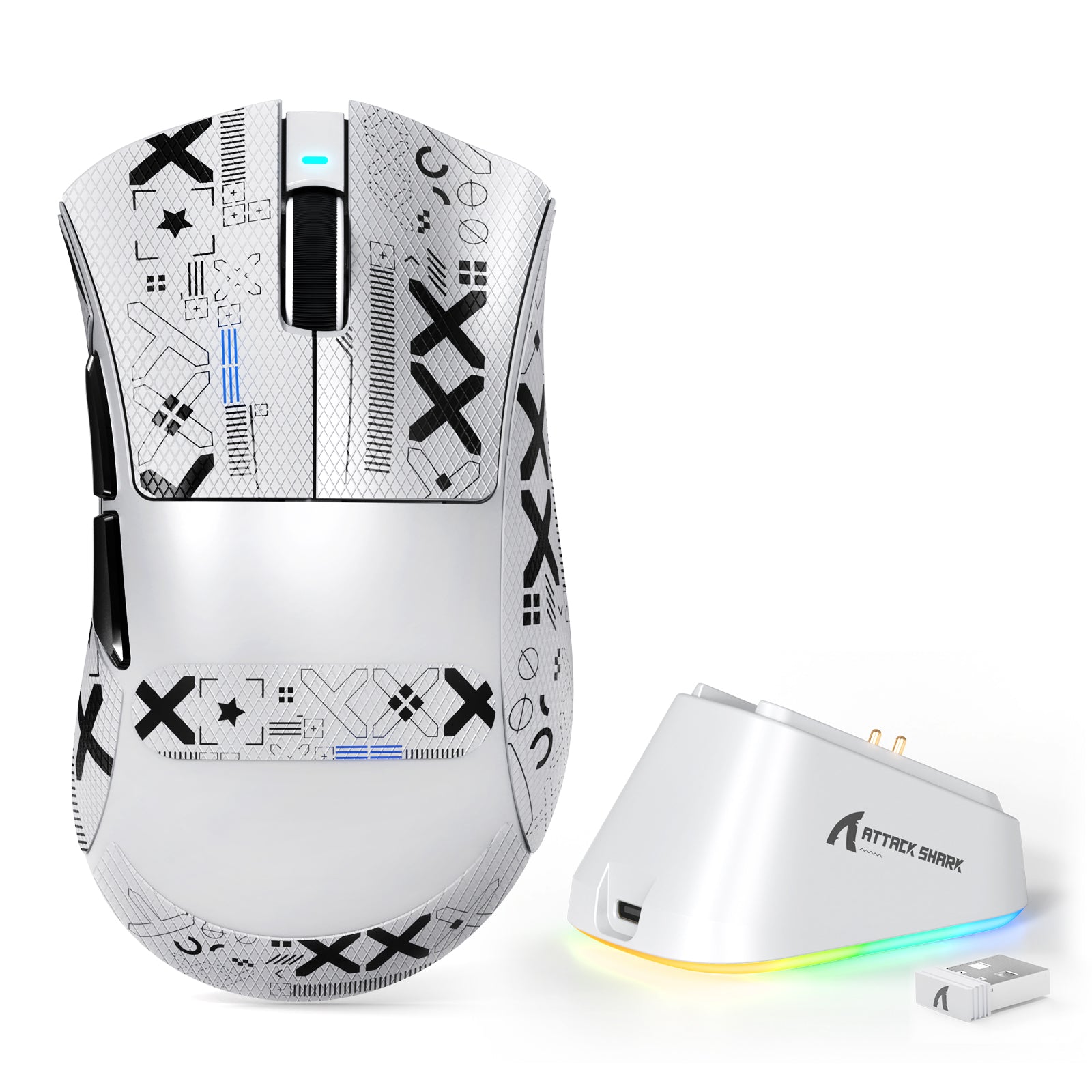 Mouse Gamer ATTACK SHARK V3PRO Tri-Mode Ultraleve com Dock de Carregamento